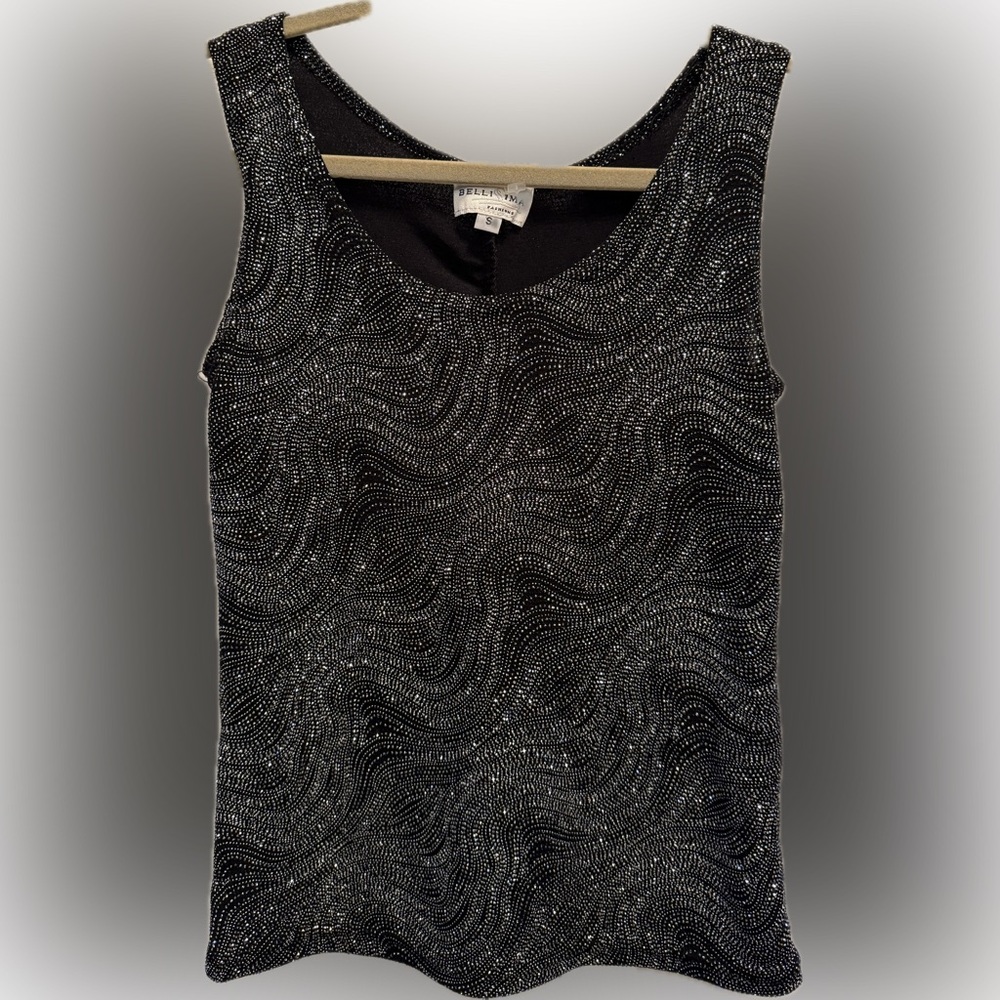 Black Sequin Sleeveless Tank Top